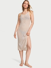 Victoria's Secret Linen Nude Crochet Cover Up Midi Dress - Image 1 of 3