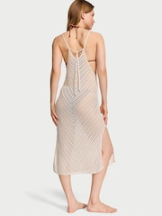 Victoria's Secret Linen Nude Crochet Cover Up Midi Dress - Image 2 of 3