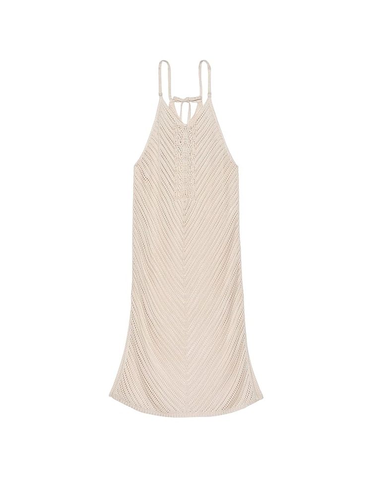 Victoria's Secret Linen Nude Crochet Cover Up Midi Dress - Image 3 of 3