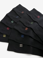 Multi Logo 10 Pack Embroidered Lasting Fresh Black Socks - Image 13 of 13