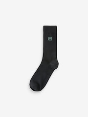 Multi Logo 10 Pack Embroidered Lasting Fresh Black Socks - Image 3 of 13