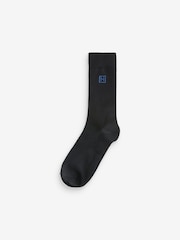 Multi Logo 10 Pack Embroidered Lasting Fresh Black Socks - Image 9 of 13