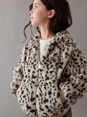 Mint Velvet Animal Print Faux Fur Jacket - Image 1 of 7