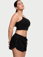 Victoria's Secret Pure Black Fleece Popper Shorts - Image 1 of 3