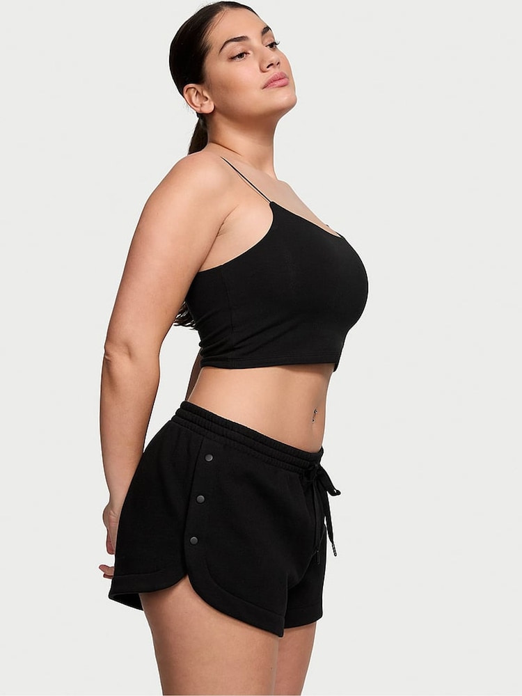 Victoria's Secret Pure Black Fleece Popper Shorts - Image 1 of 3