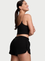Victoria's Secret Pure Black Fleece Popper Shorts - Image 2 of 3