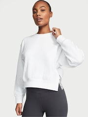 Victoria's Secret White Fleece Popper Crewneck Sweatshirt - Image 1 of 3