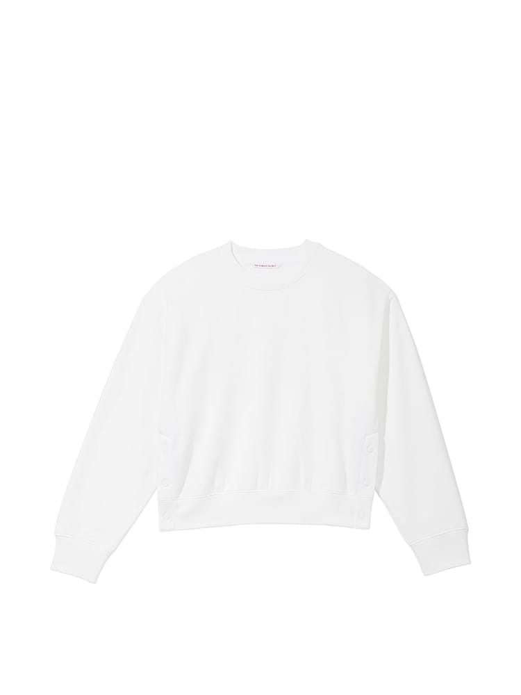 Victoria's Secret White Fleece Popper Crewneck Sweatshirt - Image 3 of 3
