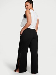 Victoria's Secret Pure Black Fleece Popper Wide Leg Jogger - Image 2 of 3