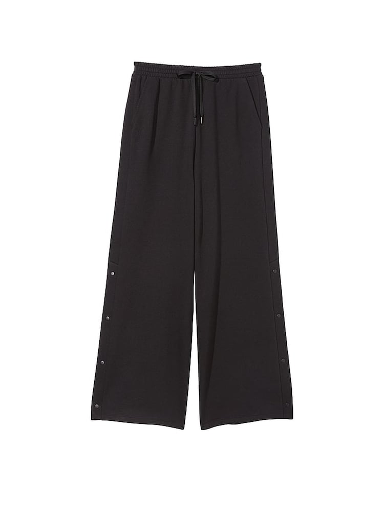 Victoria's Secret Pure Black Fleece Popper Wide Leg Jogger - Image 3 of 3