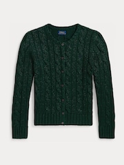 Polo Ralph Lauren Green Cable Knit Cardigan - Image 1 of 3