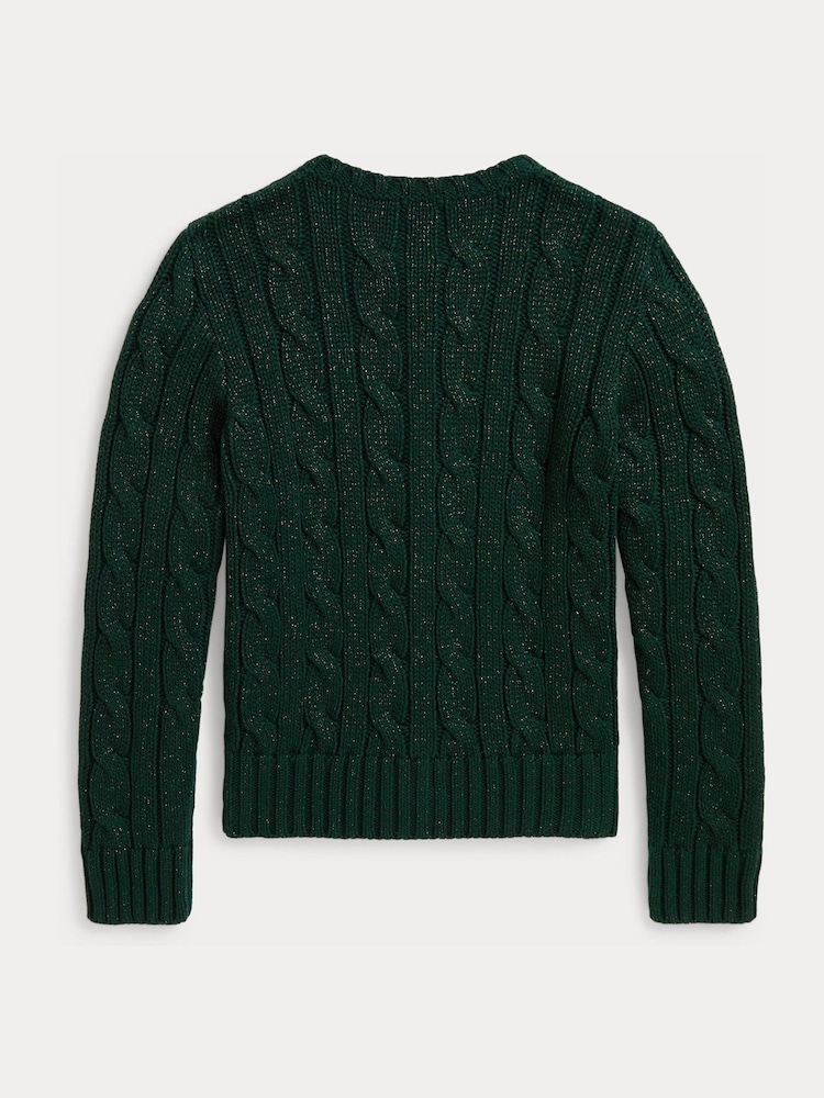 Polo Ralph Lauren Green Cable Knit Cardigan - Image 3 of 3 Polo Ralph Lauren Green Cable Knit Cardigan - Image 3 of 3
