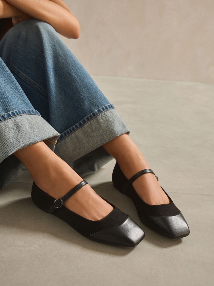 Black Standard/Wide Fit Forever Comfort® Square Toe Mary Jane Shoes - Image 1 of 8