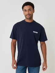 Threadbare Blue Oversized Field of Legends Cotton T-Shirt - Image 1 of 4
