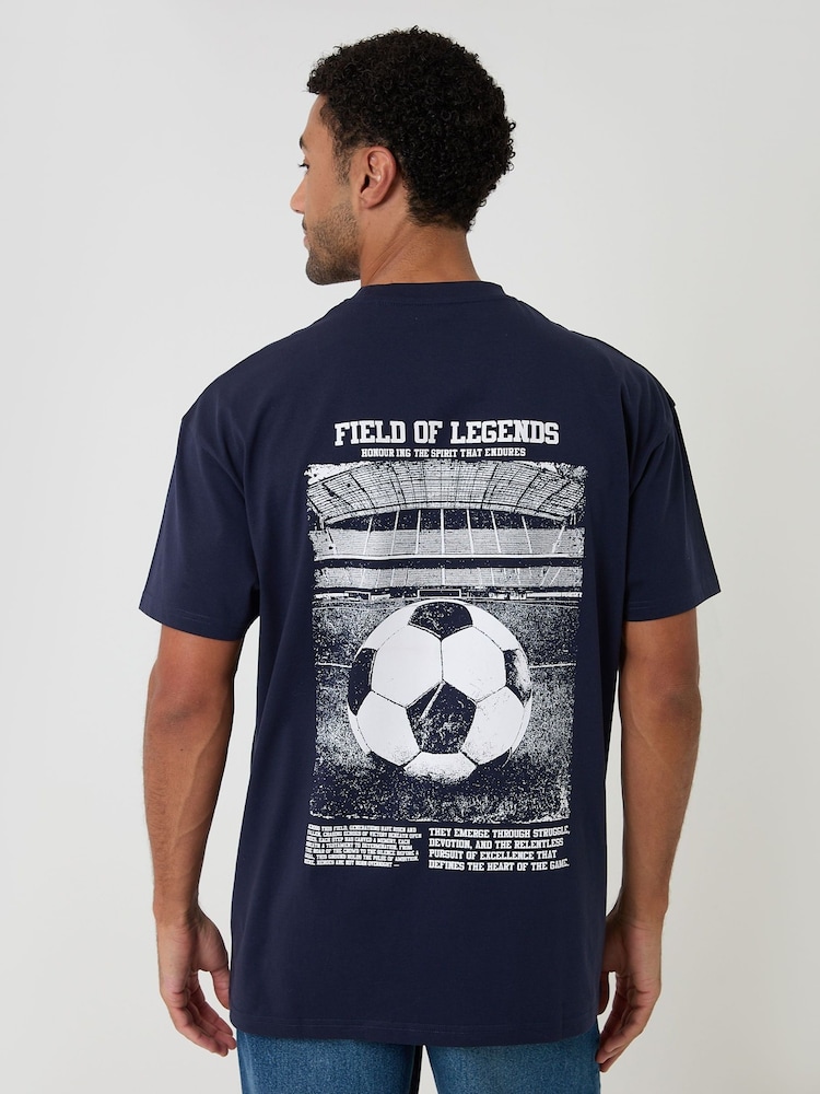 Threadbare Blue Oversized Field of Legends Cotton T-Shirt - Image 2 of 4