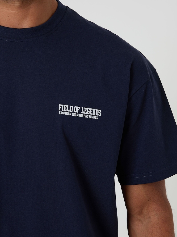 Threadbare Blue Oversized Field of Legends Cotton T-Shirt - Image 4 of 4