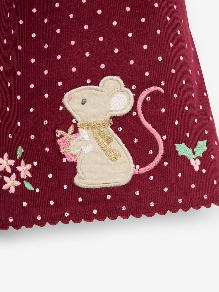 JoJo Maman Bébé Berry Pink Mouse Girls' Appliqué Cord Dress - Image 2 of 2