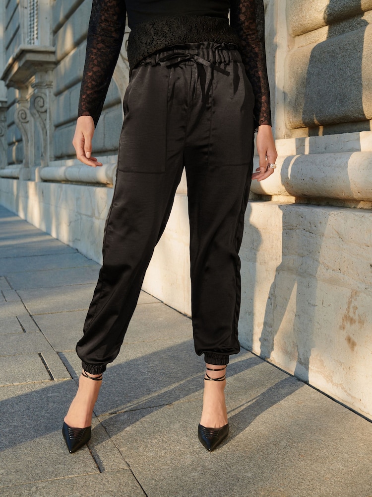 Black Satin Joggers - Image 2 of 6