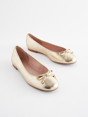 Gold Forever Comfort® Round Toe Leather Ballerina Shoes - Image 1 of 5