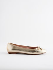 Gold Forever Comfort® Round Toe Leather Ballerina Shoes - Image 2 of 5