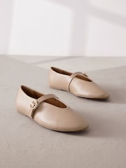 Taupe Signature Leather Mary Jane Shoes - Image 1 of 5