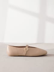 Taupe Signature Leather Mary Jane Shoes - Image 2 of 5