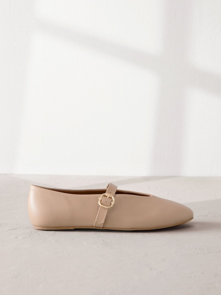 Taupe Signature Leather Mary Jane Shoes - Image 2 of 5