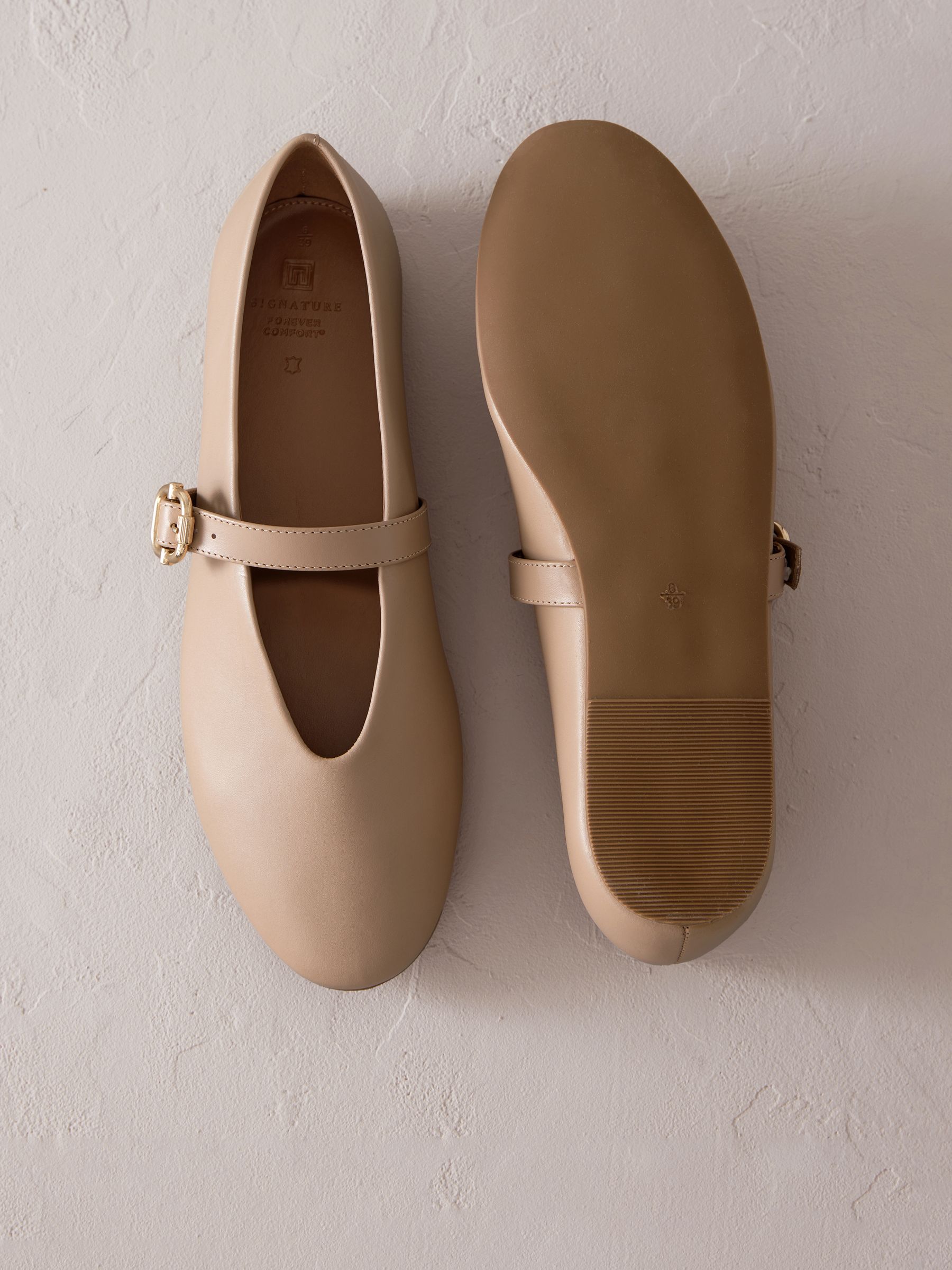 Buy Taupe Signature Leather Mary Jane Shoes from Next Luxembourg