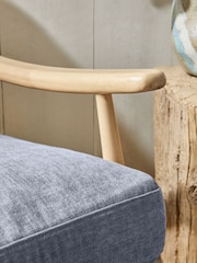 Fine Chenille Granite Blue, Light Oak Effect Frame Hampton Wooden Accent Chair - Image 2 of 10