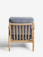 Fine Chenille Granite Blue, Light Oak Effect Frame Hampton Wooden Accent Chair - Image 6 of 10