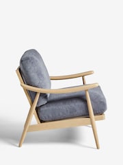 Fine Chenille Granite Blue, Light Oak Effect Frame Hampton Wooden Accent Chair - Image 8 of 10