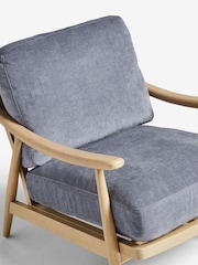 Fine Chenille Granite Blue, Light Oak Effect Frame Hampton Wooden Accent Chair - Image 9 of 10