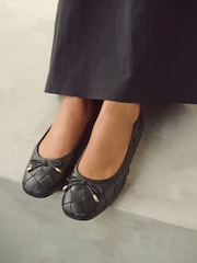 Black Forever Comfort® Leather Weave Ballerinas - Image 2 of 7