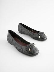 Black Forever Comfort® Leather Weave Ballerinas - Image 3 of 7