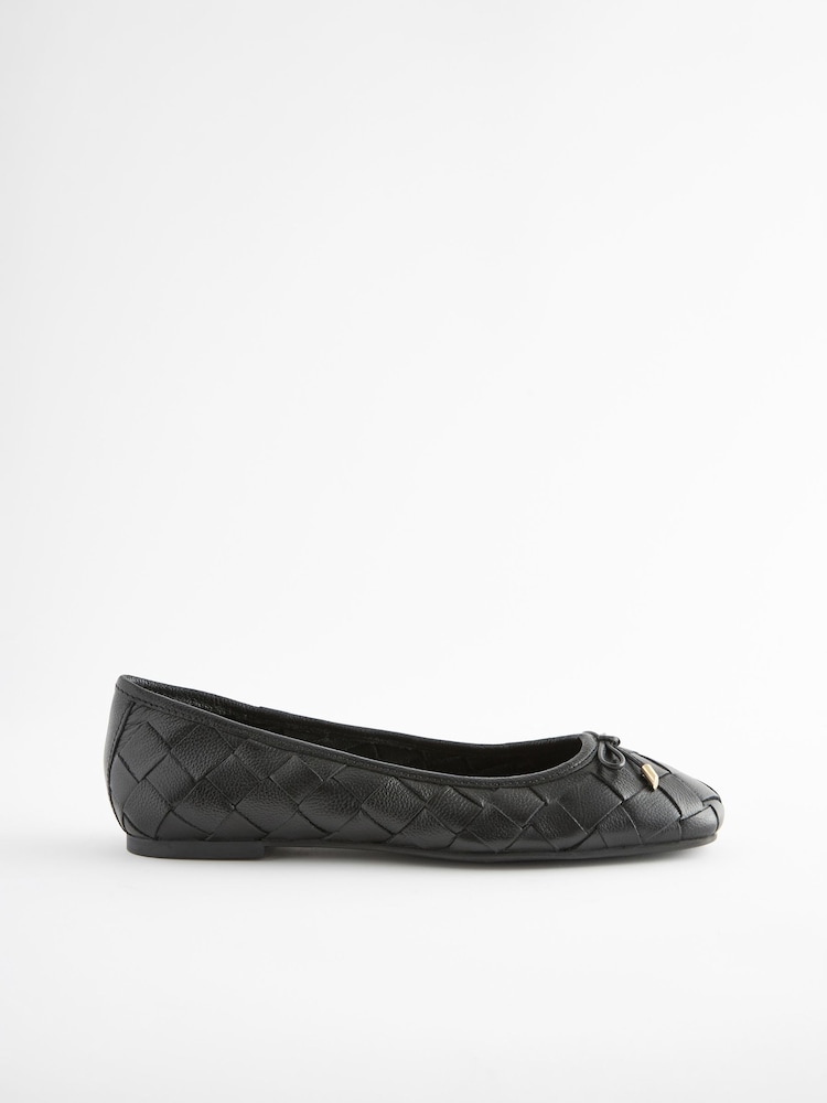Black Forever Comfort® Leather Weave Ballerinas - Image 4 of 7