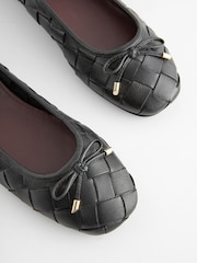 Black Forever Comfort® Leather Weave Ballerinas - Image 5 of 7