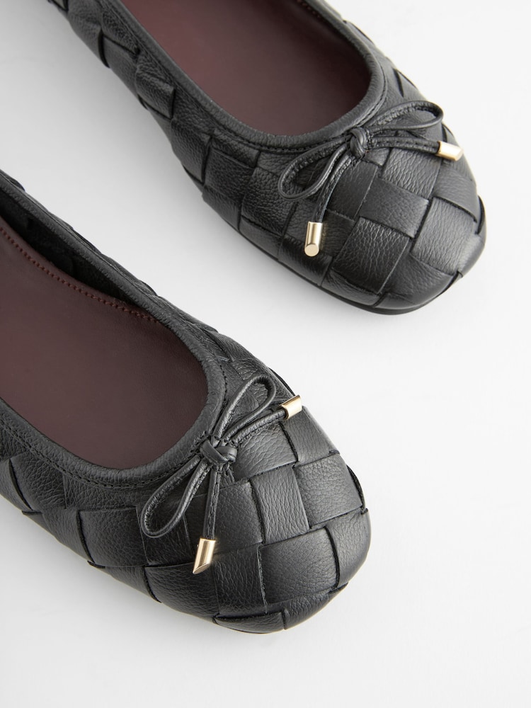 Black Forever Comfort® Leather Weave Ballerinas - Image 5 of 7