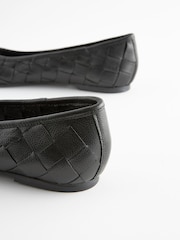 Black Forever Comfort® Leather Weave Ballerinas - Image 6 of 7