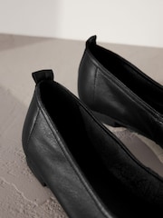 črna - Signature Square Toe Leather balerinke - Slika 3 iz 6