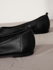 črna - Signature Square Toe Leather balerinke - Slika 5 iz 6