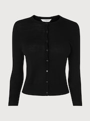 LK Bennett Black Bonnie Merino Wool Cardigan - Image 2 of 2