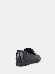 Novo Black Regular Fit Elio Faux Croc Flat Loafers - Image 4 of 4