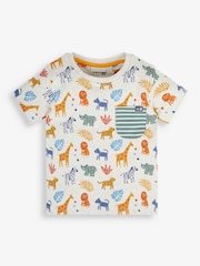 JoJo Maman Bébé Natural Safari Print Pocket T-Shirt - Image 1 of 4