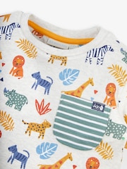 JoJo Maman Bébé Natural Safari Print Pocket T-Shirt - Image 2 of 4