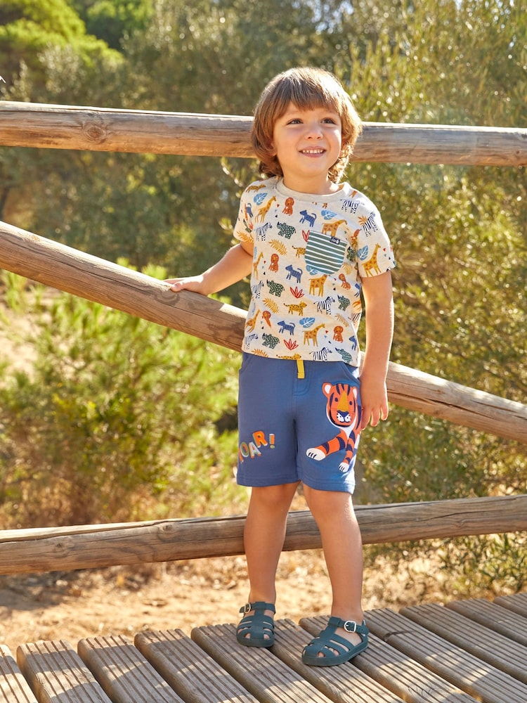 JoJo Maman Bébé Natural Safari Print Pocket T-Shirt - Image 4 of 4