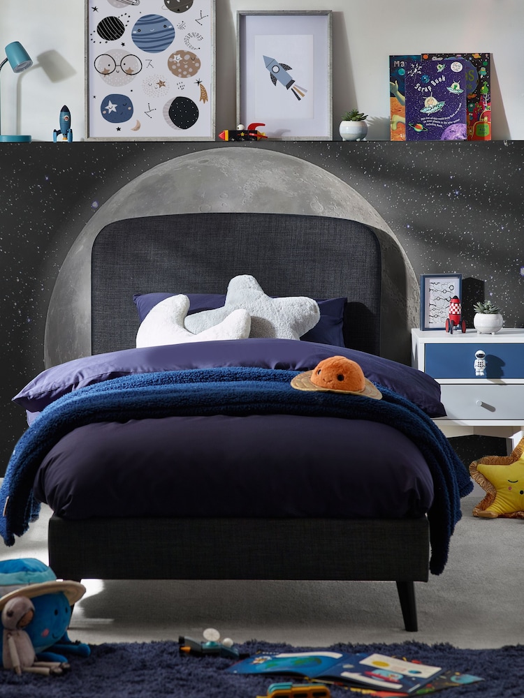 Simple Contemporary Charcoal Grey Kids Matson Standard Upholstered Bed - Image 1 of 8