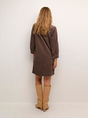 Kaffe Lina Long Sleeve Corduroy Brown Dress - Image 2 of 6