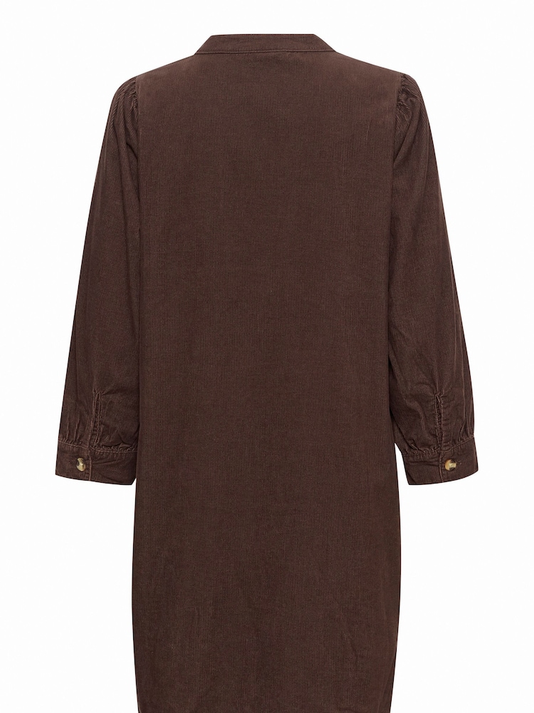 Kaffe Lina Long Sleeve Corduroy Brown Dress - Image 6 of 6