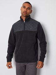 Серый - Threadbare Quarter Zip Quilted Fleece джемпер - Image 1 of 4
