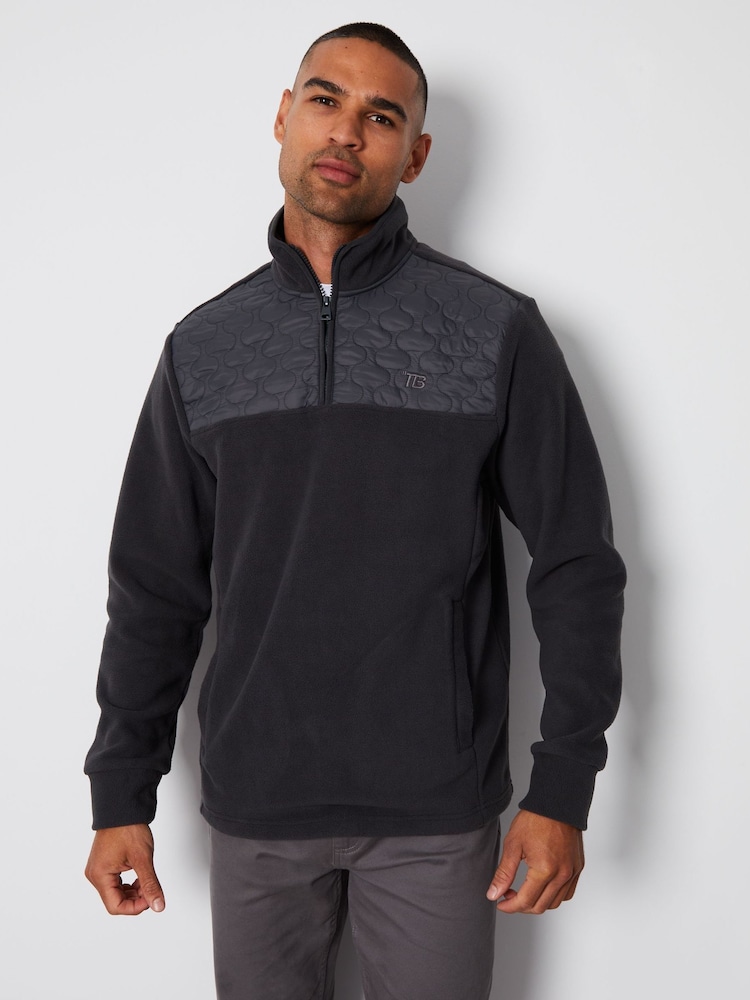 Серый - Threadbare Quarter Zip Quilted Fleece джемпер - Image 1 of 4